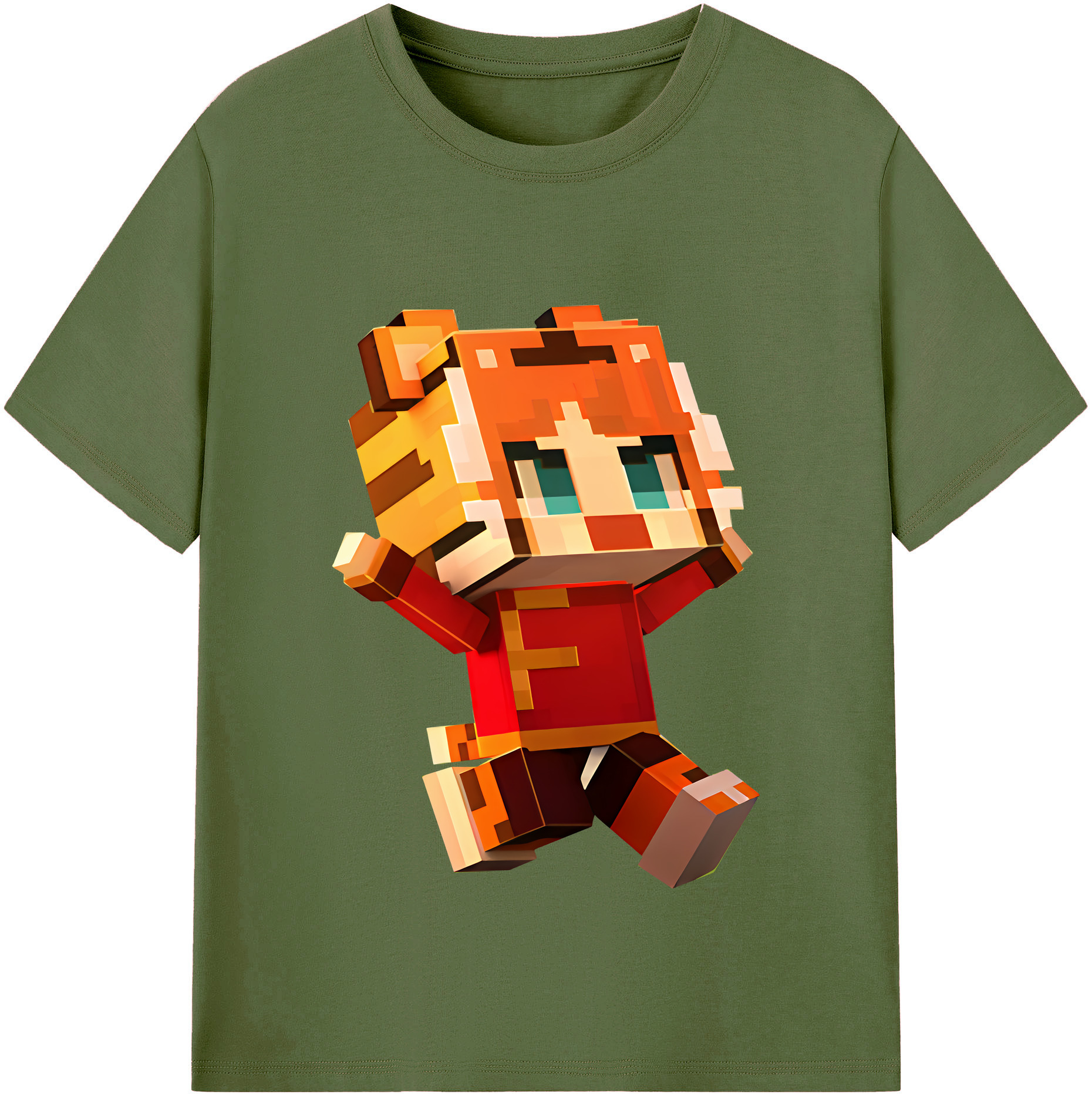 （画像用） マインクラフト ブロックの世界 Minecraft MC Block world 綿100％半袖Tシャツ（フロントプリント）